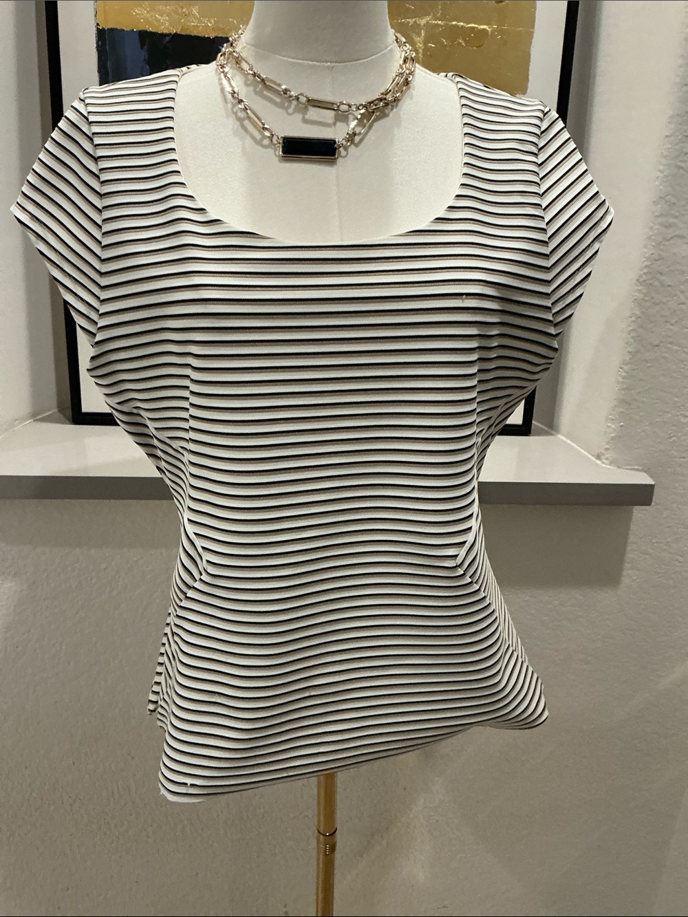 White House Black Market Black and White Striped Tee